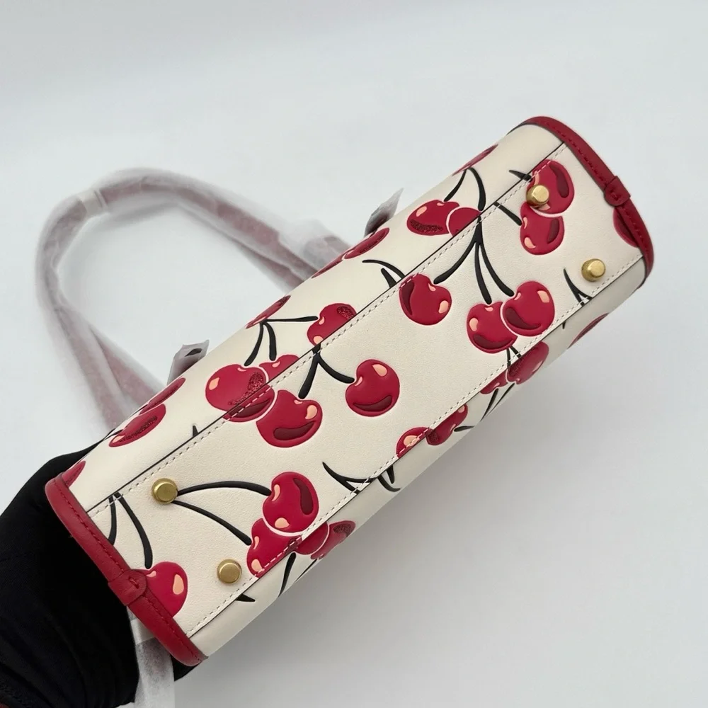 Coach Swing Zip Bag With Cherry Print Red Brass/Chalk Multi - Picture 6 of 12